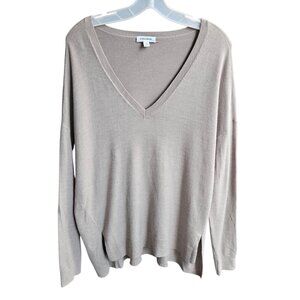 Nordstrom Women's Merino Wool Blend V-Neck Relaxed Fit Comfy Sweater Size M